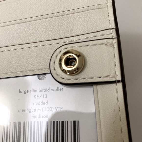 Kate Spade Studded Large Slim Bifold Wallet in Meringue Madison NWT - Picture 8 of 9